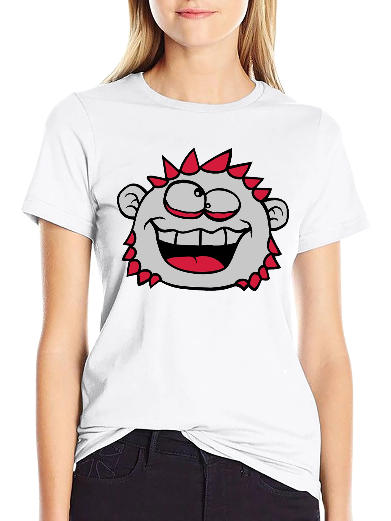 Fun Cartoon Character T-Shirt - Black Crew Neck Tee