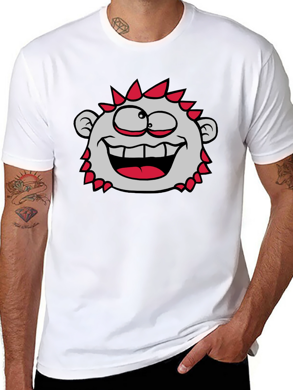 Fun Cartoon Character T-Shirt - Black Crew Neck Tee