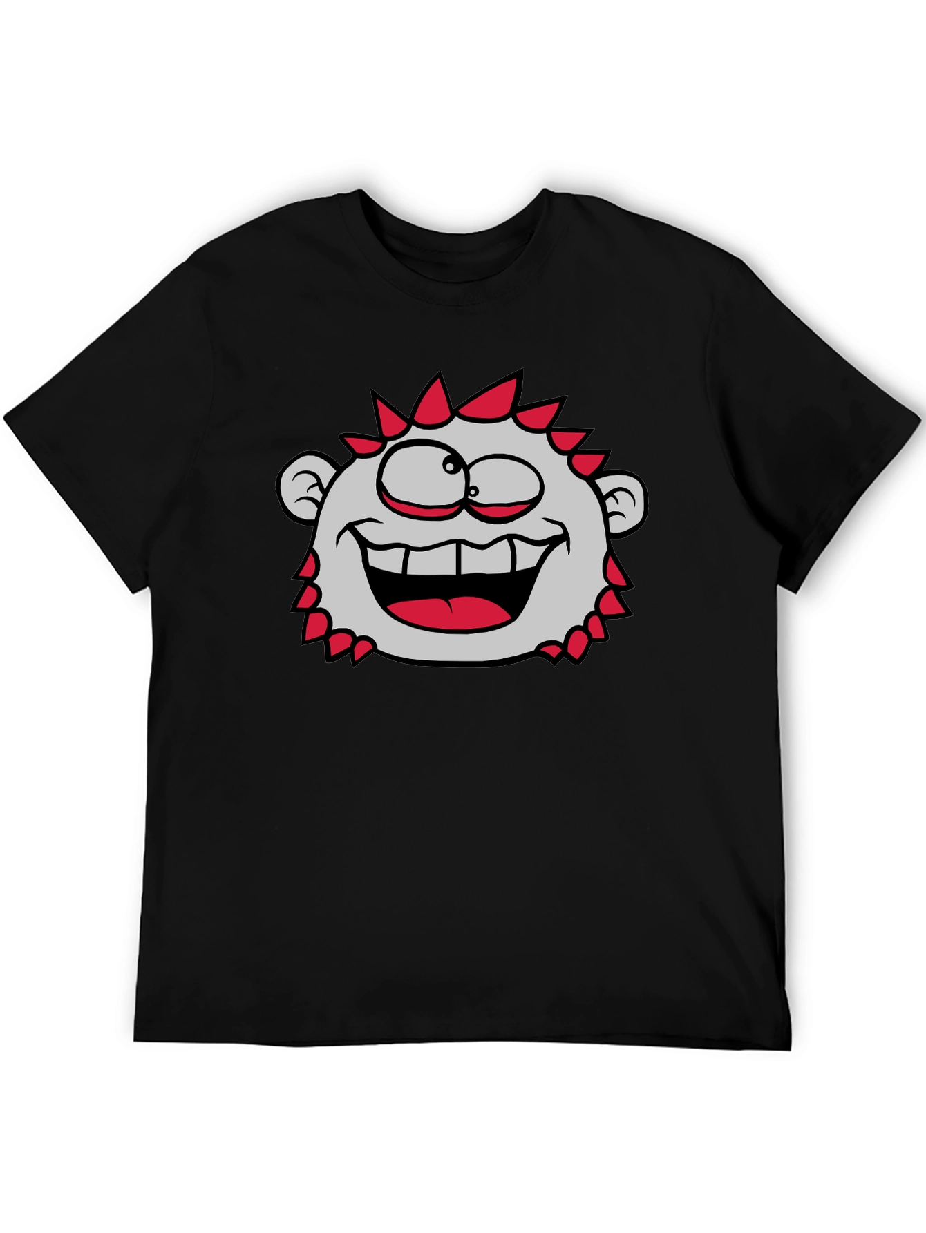 Fun Cartoon Character T-Shirt - Black Crew Neck Tee