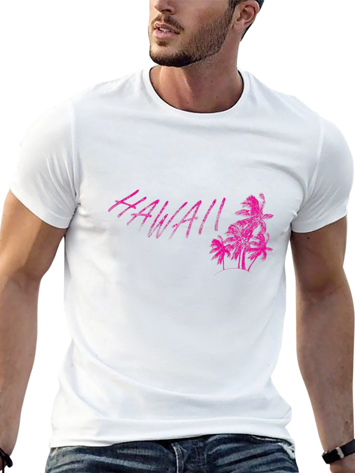 Hawaii Palm Tree Graphic Black T-Shirt
