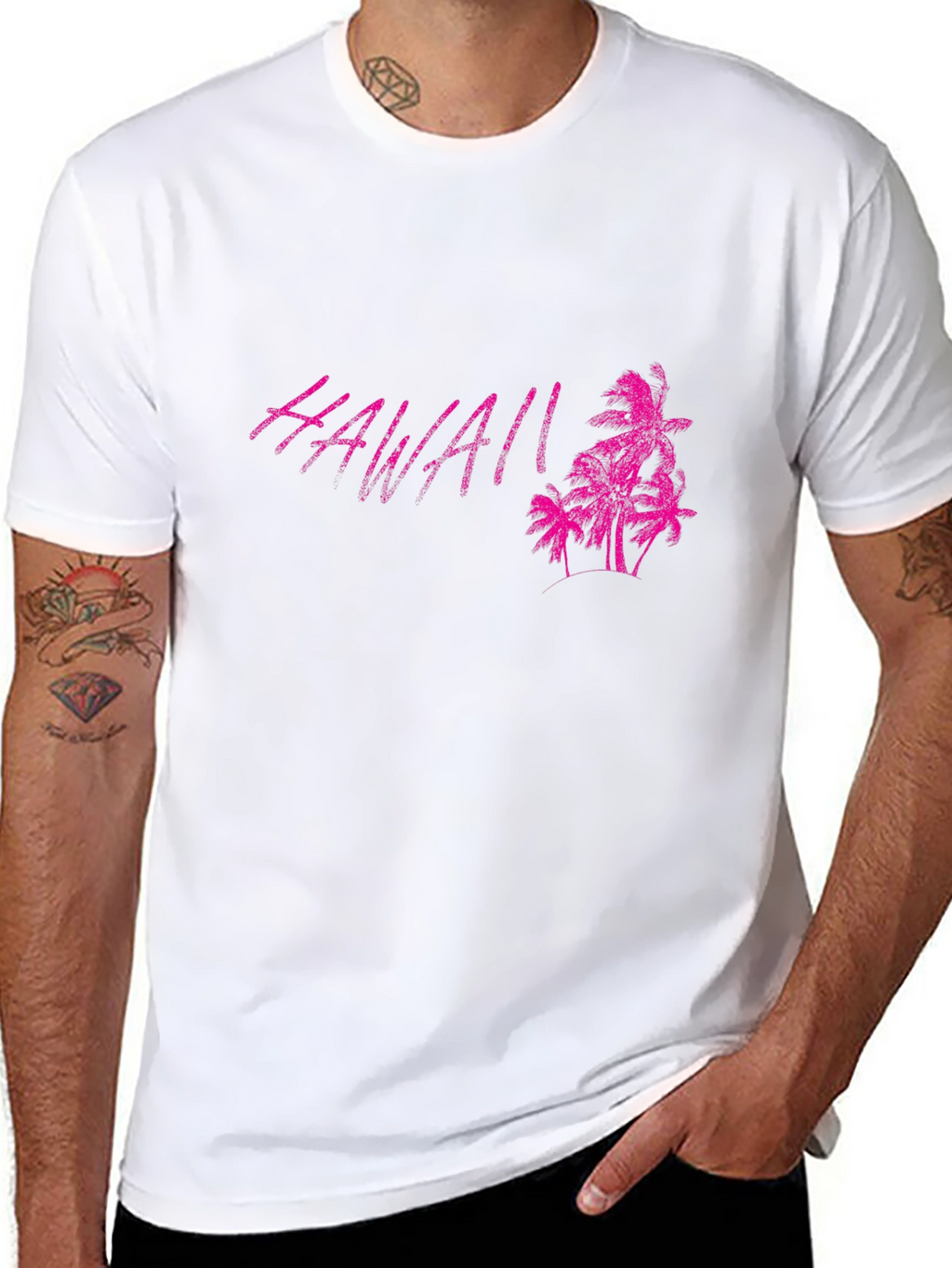 Hawaii Palm Tree Graphic Black T-Shirt