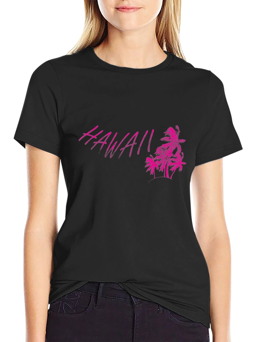 Hawaii Palm Tree Graphic Black T-Shirt