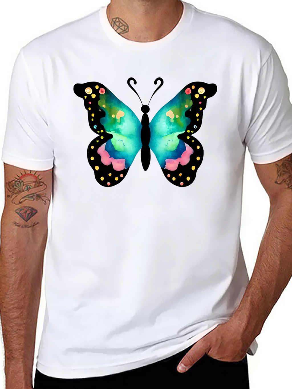 Butterfly Graphic Print Crew Neck T-Shirt