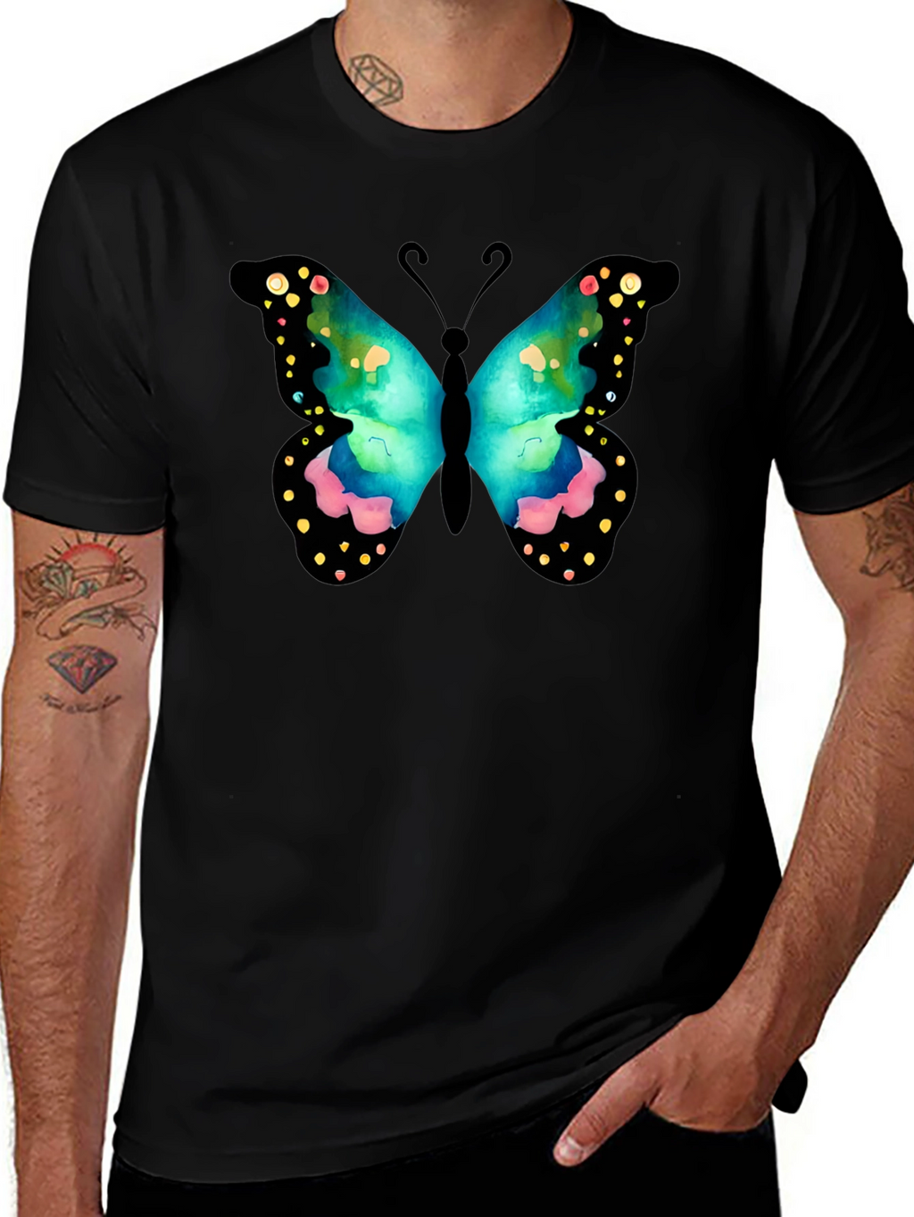 Butterfly Graphic Print Crew Neck T-Shirt