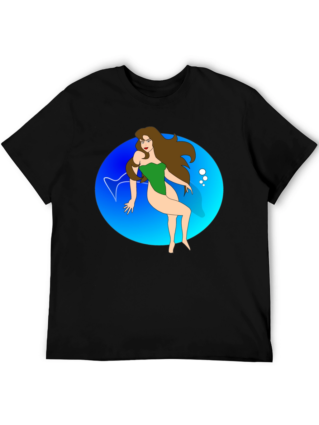 Cartoon Mermaid Black T-Shirt