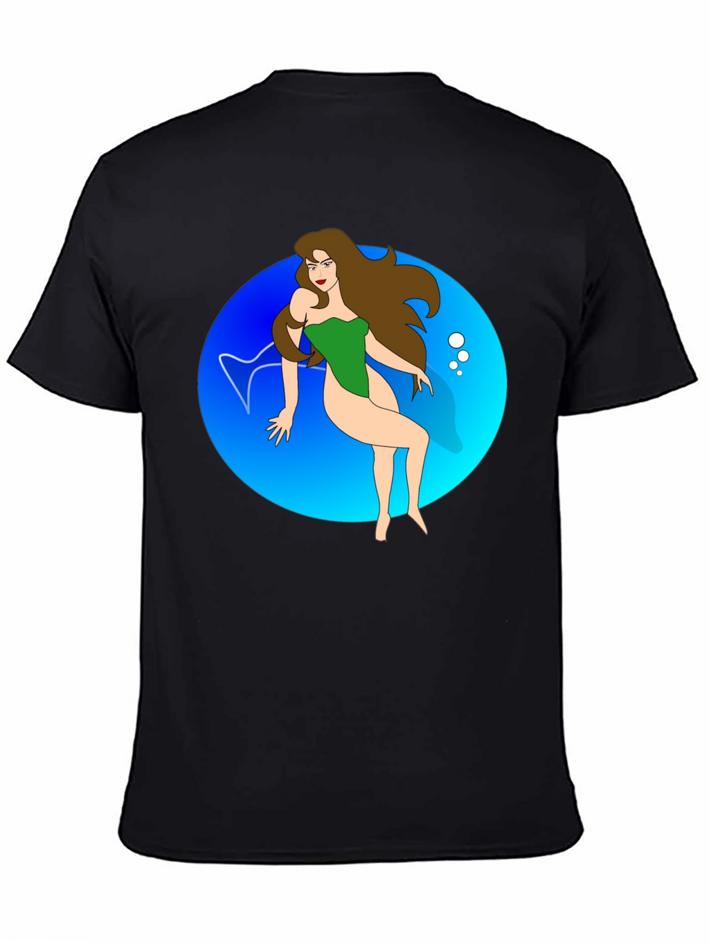 Cartoon Mermaid Black T-Shirt