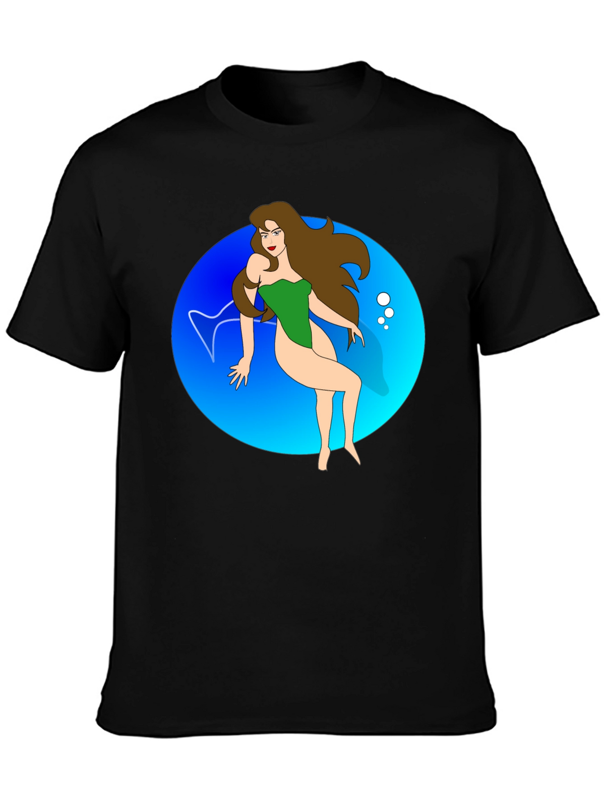 Cartoon Mermaid Black T-Shirt