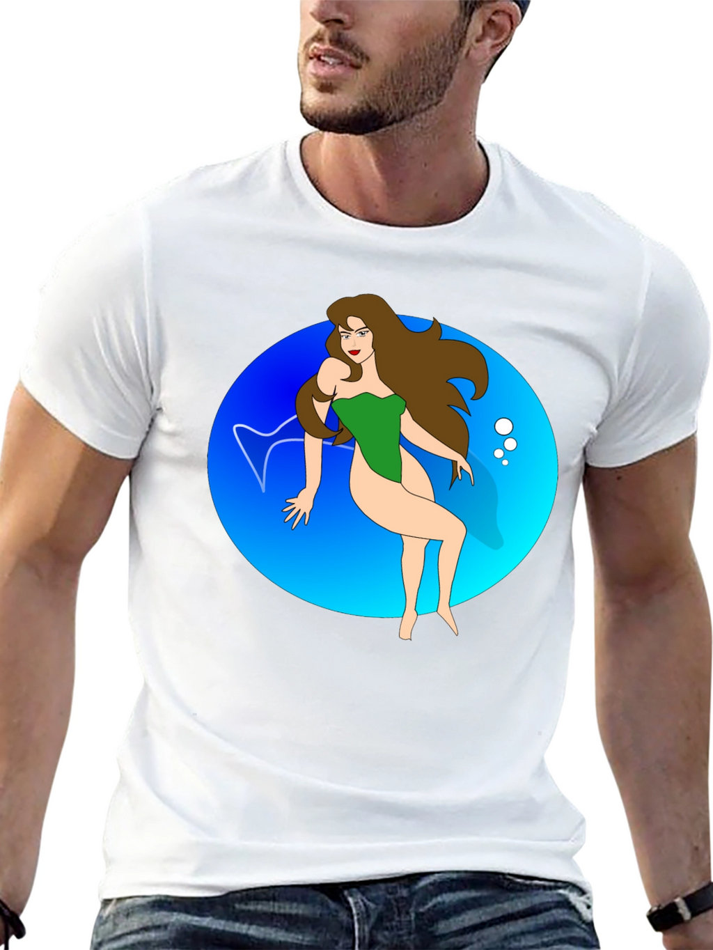 Cartoon Mermaid Black T-Shirt