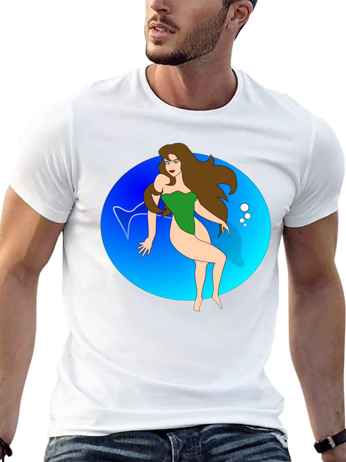Cartoon Mermaid Black T-Shirt