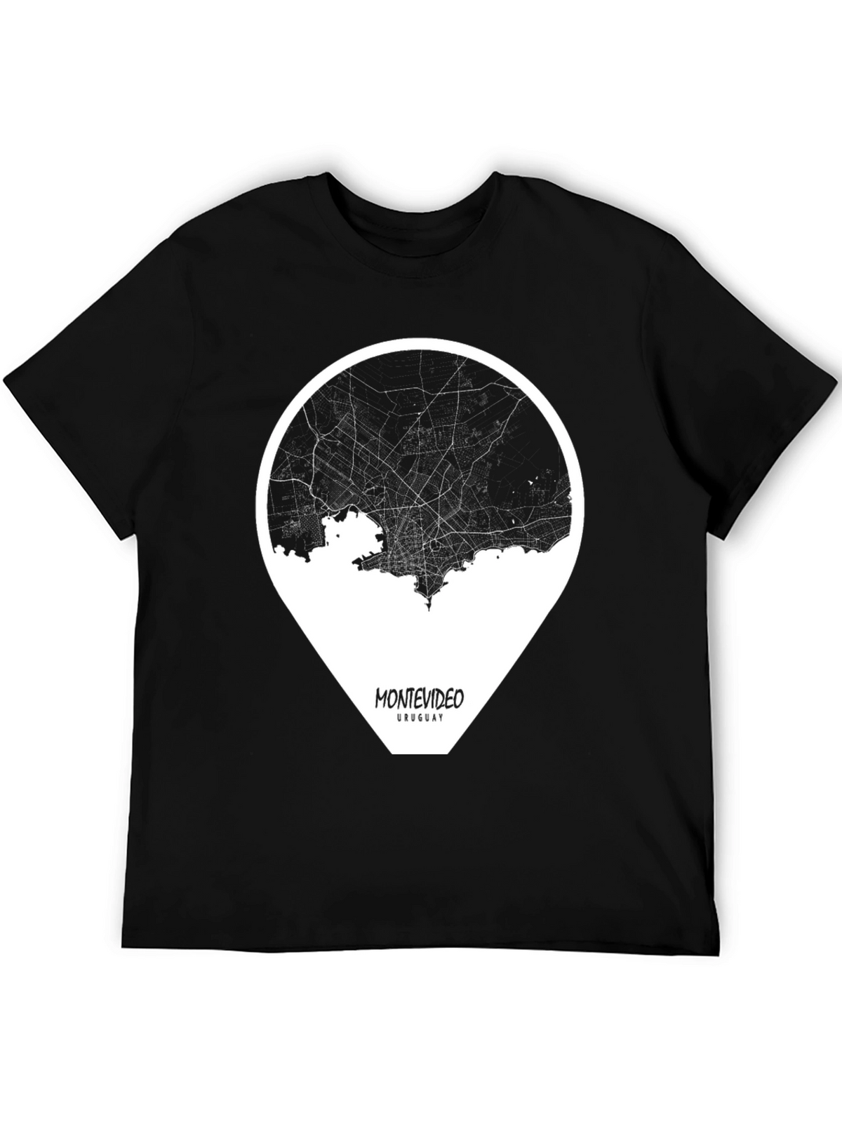 Montevideo Uruguay Black Map T-Shirt