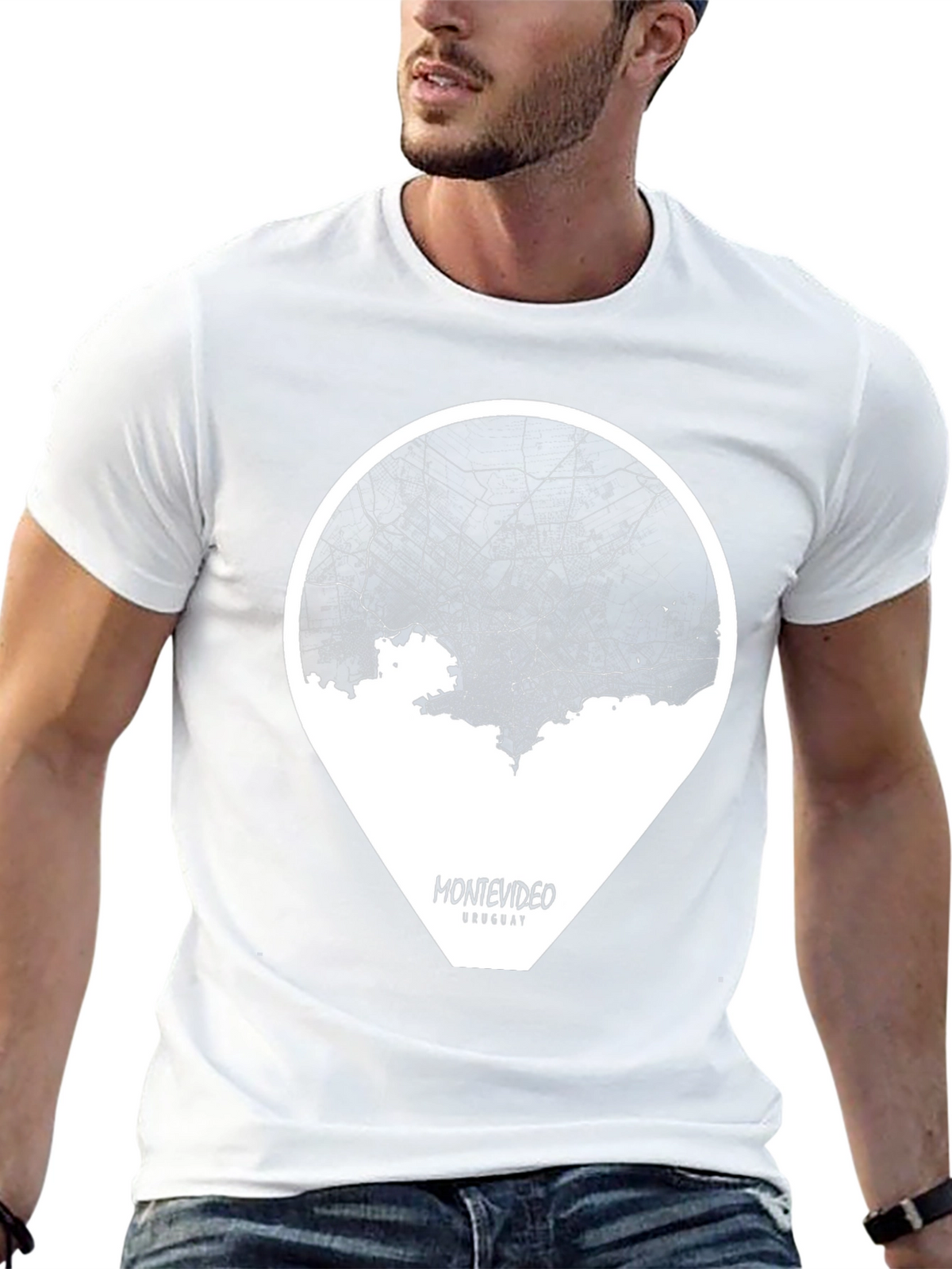 Montevideo Uruguay Black Map T-Shirt