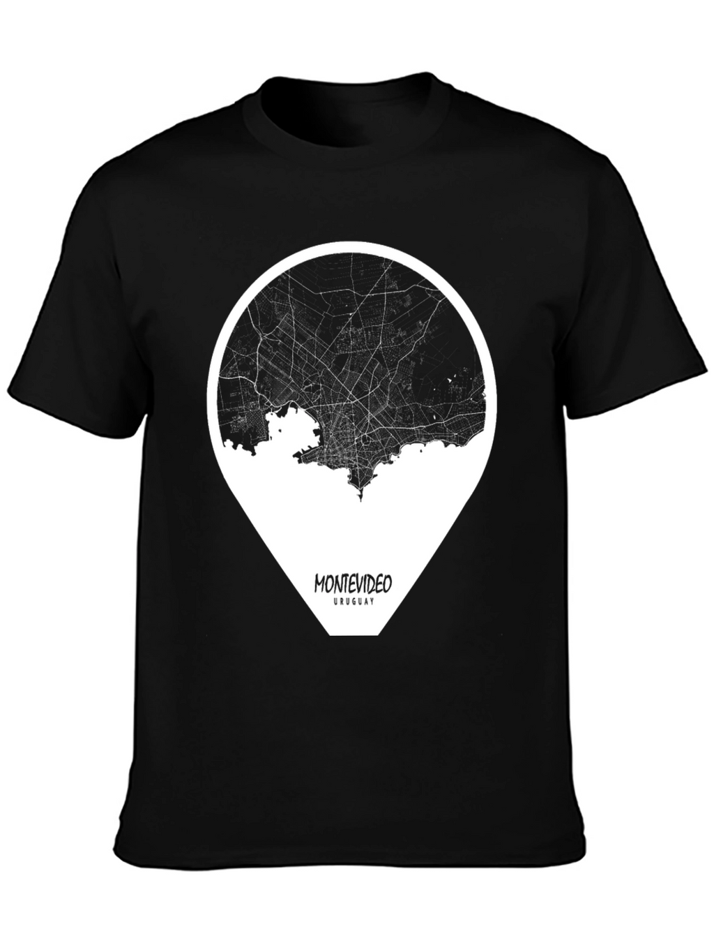 Montevideo Uruguay Black Map T-Shirt