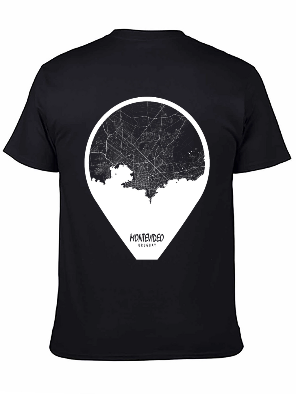 Montevideo Uruguay Black Map T-Shirt