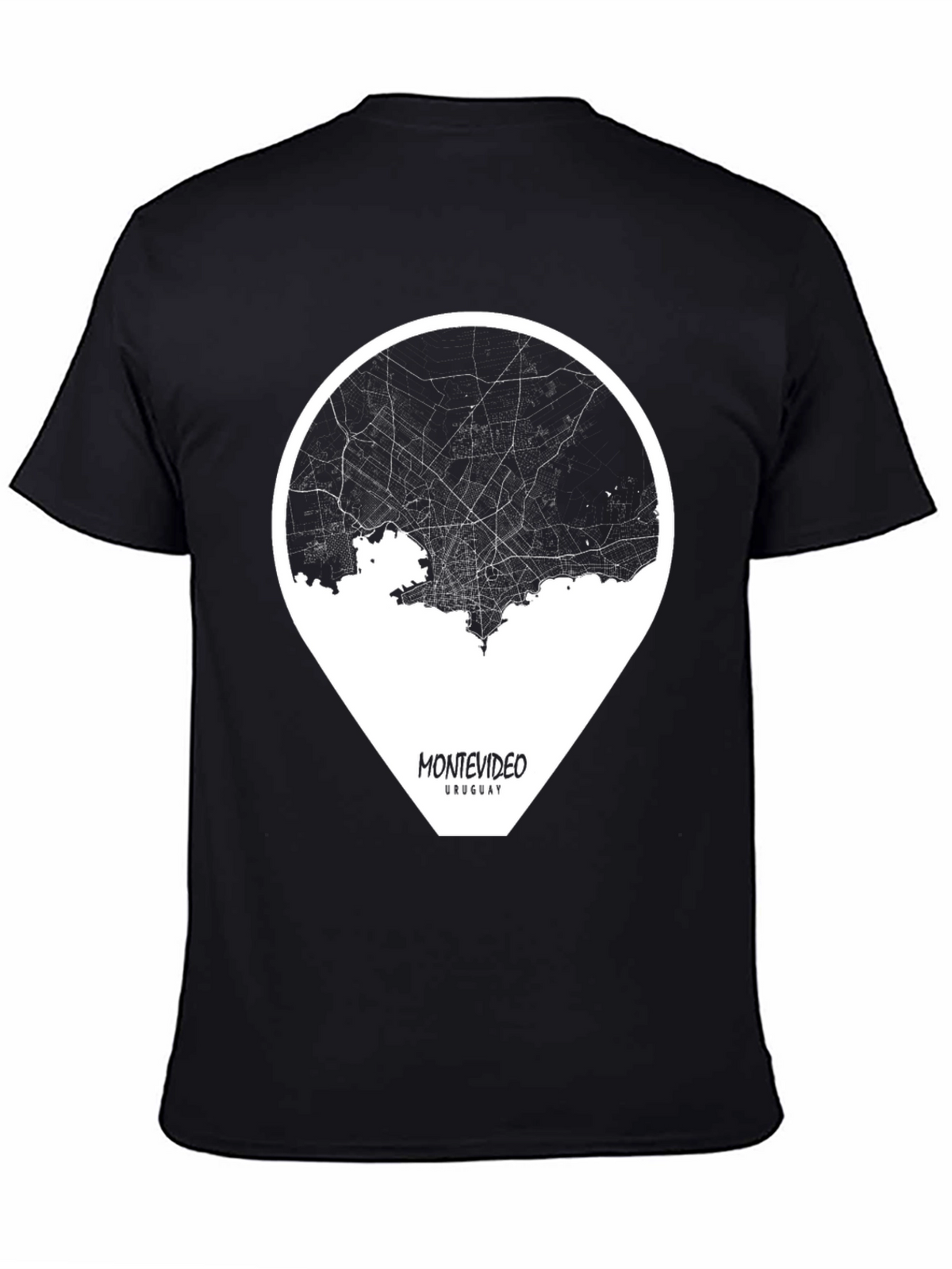 Montevideo Uruguay Black Map T-Shirt