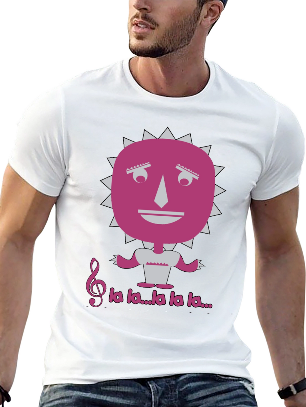 Musical Sun Face Graphic Tee - Unique Design