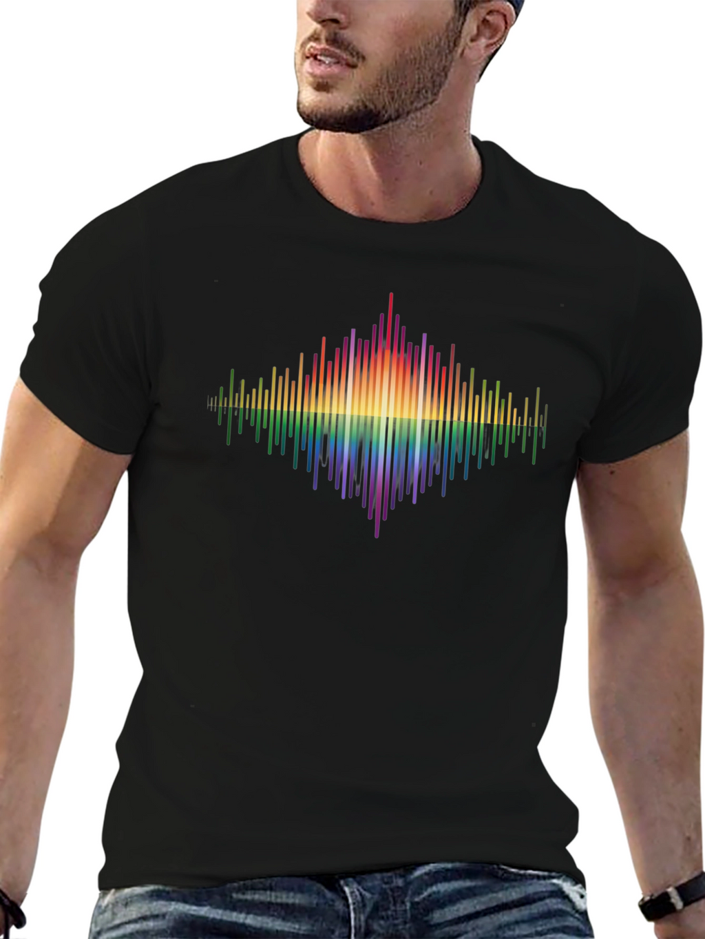 Rainbow Spectrum Graphic Tee - Black