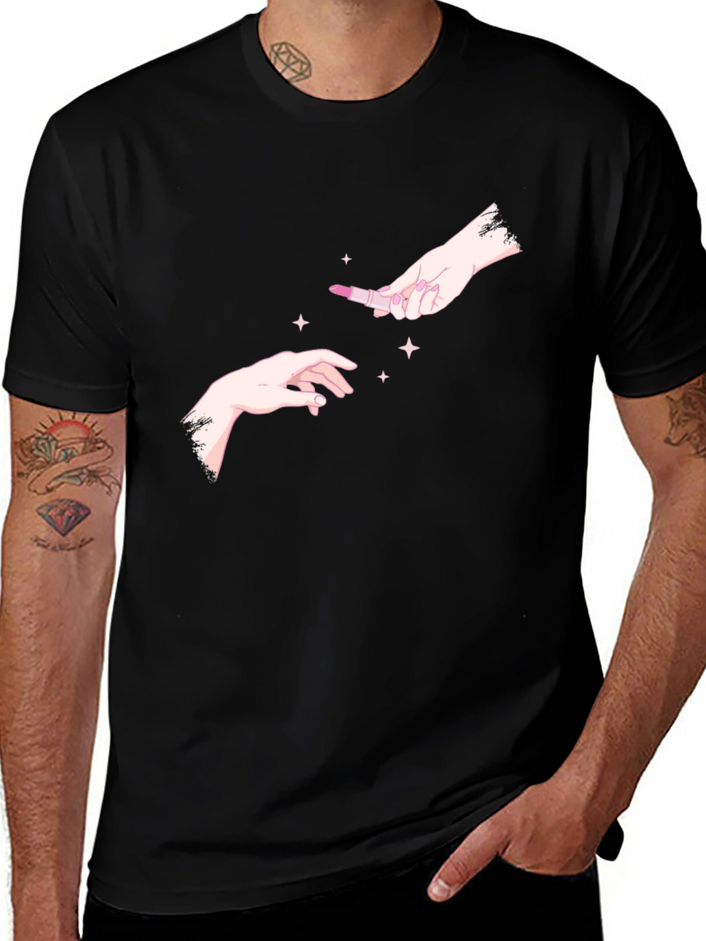 Hands & Lipstick Black T-Shirt