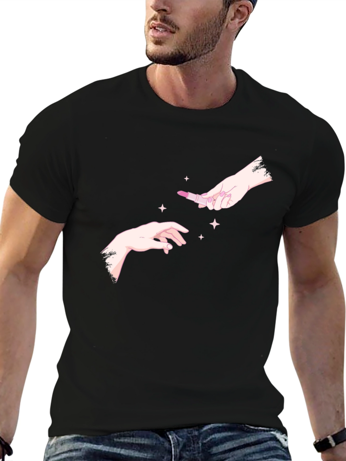 Hands & Lipstick Black T-Shirt