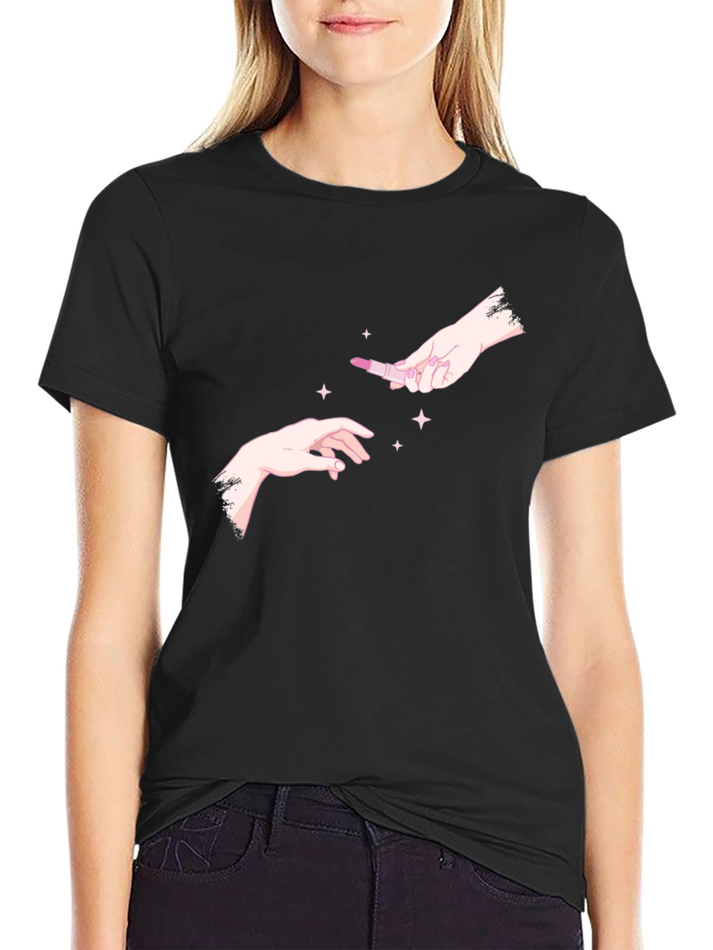Hands & Lipstick Black T-Shirt