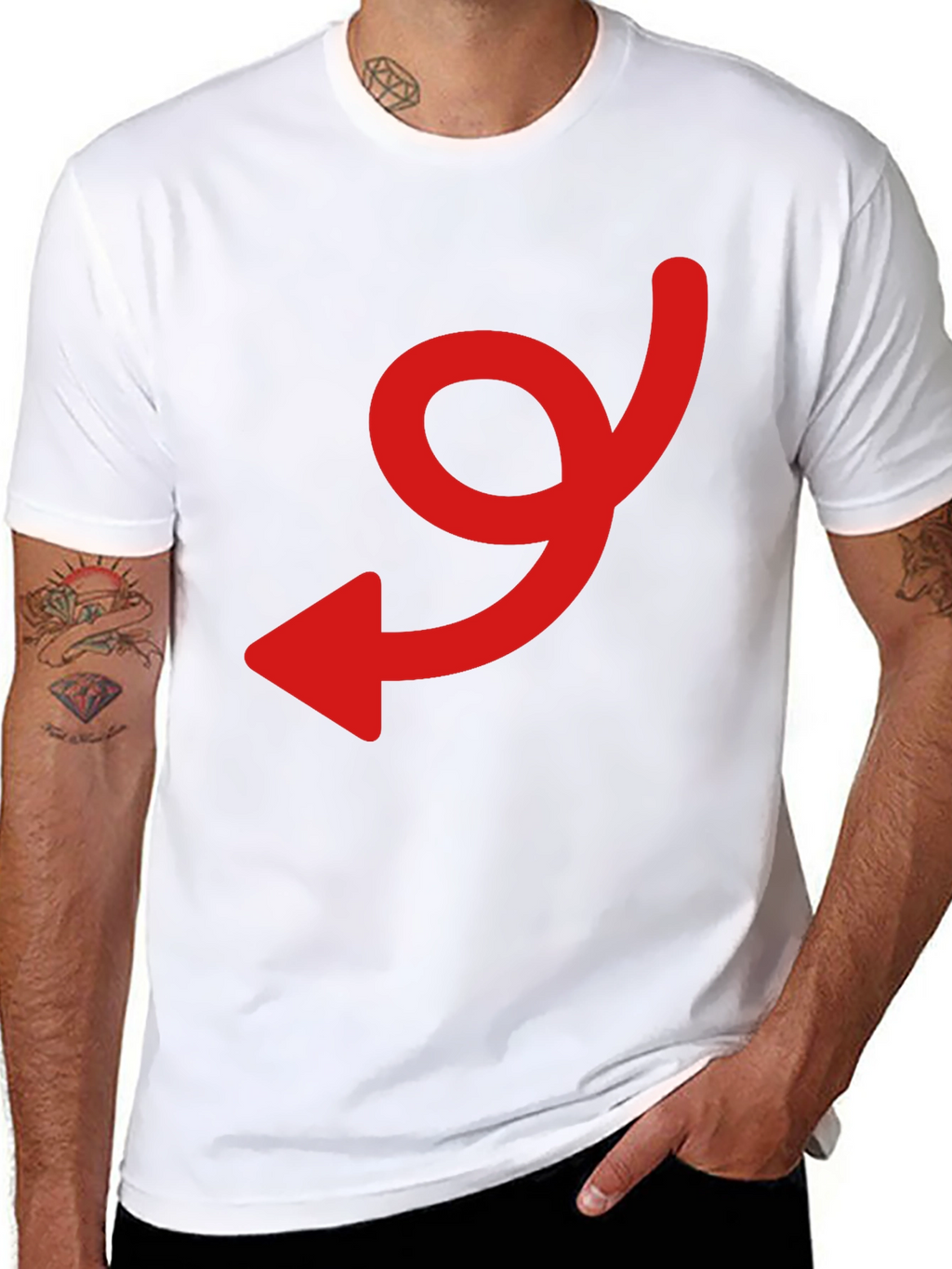 Black Tee with Red Arrow Graphic