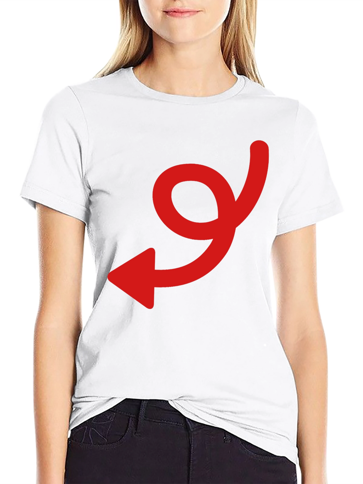Black Tee with Red Arrow Graphic