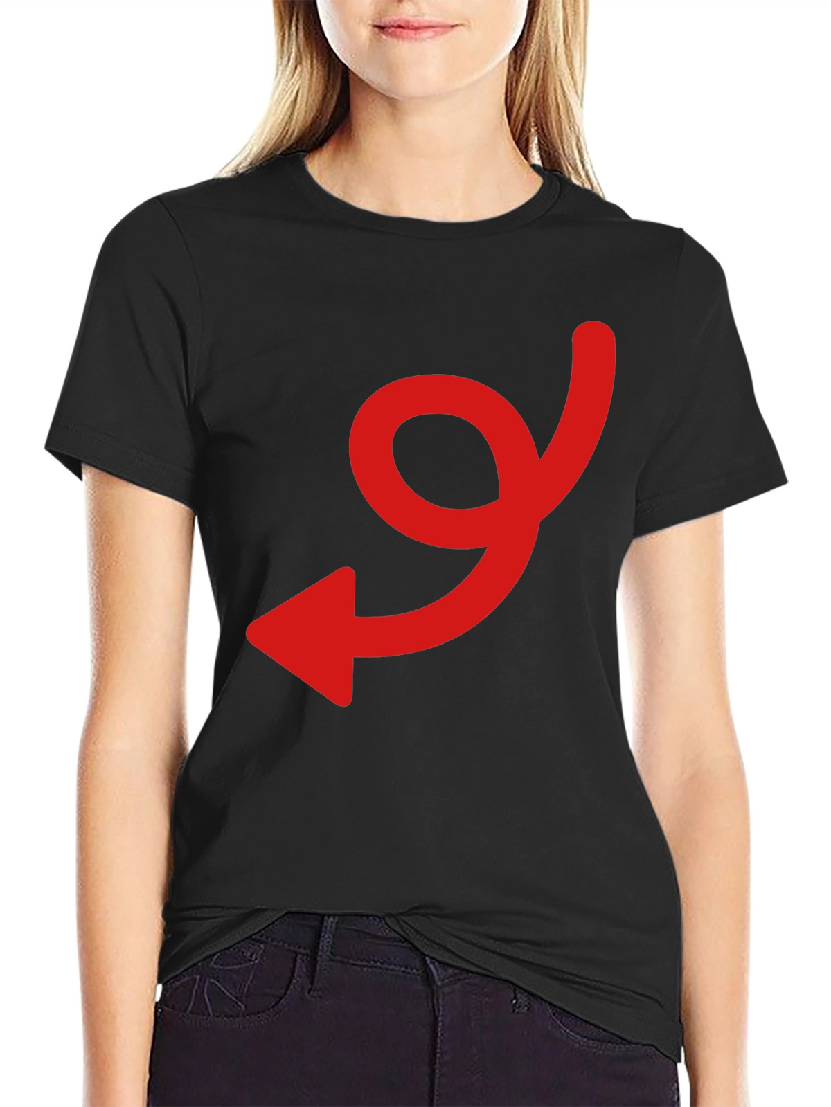 Black Tee with Red Arrow Graphic