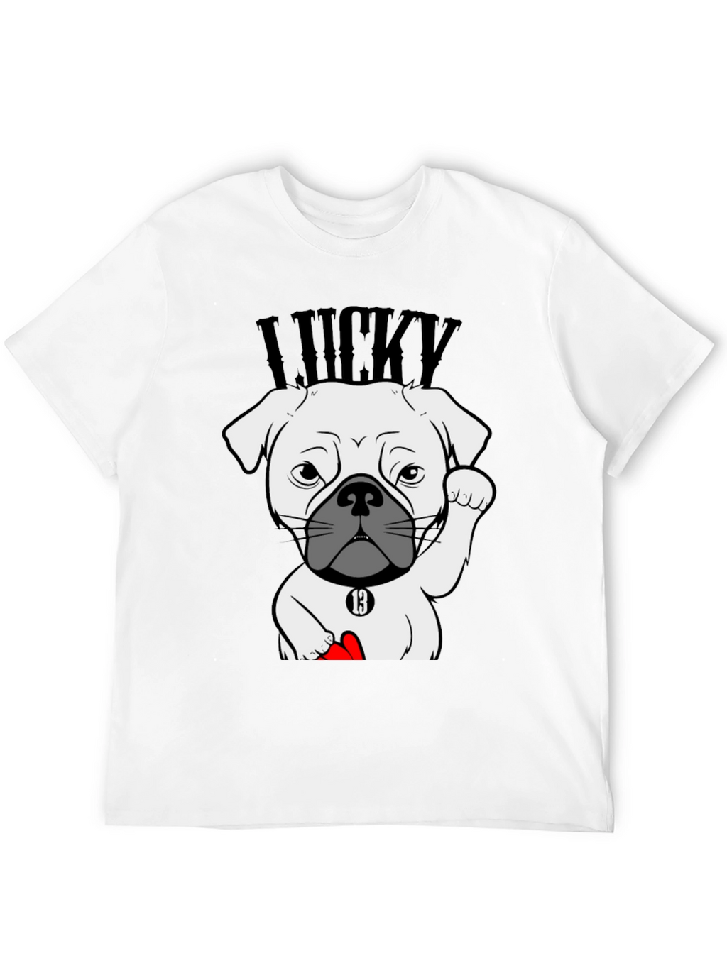 Lucky Dog Graphic Tee - Black Cotton T-Shirt