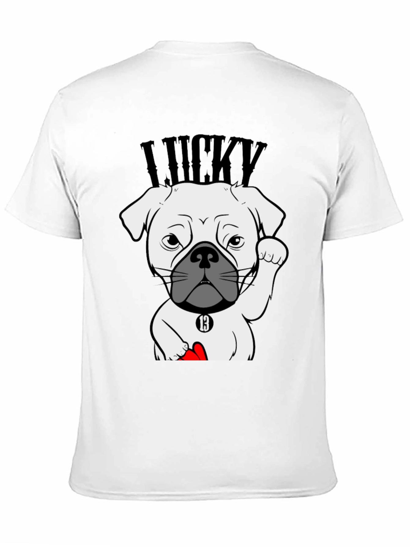 Lucky Dog Graphic Tee - Black Cotton T-Shirt