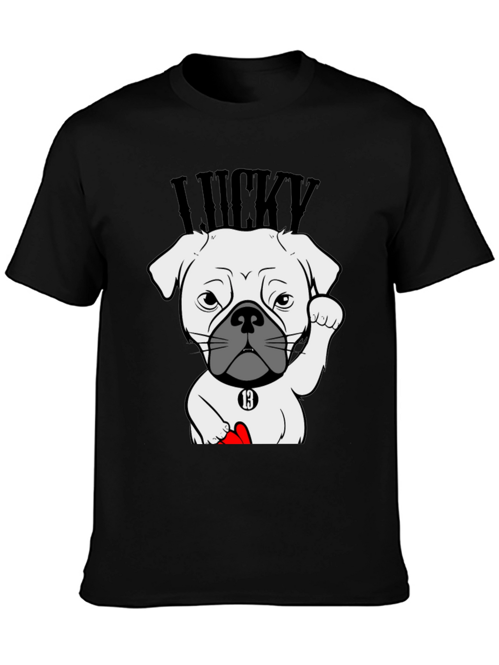 Lucky Dog Graphic Tee - Black Cotton T-Shirt