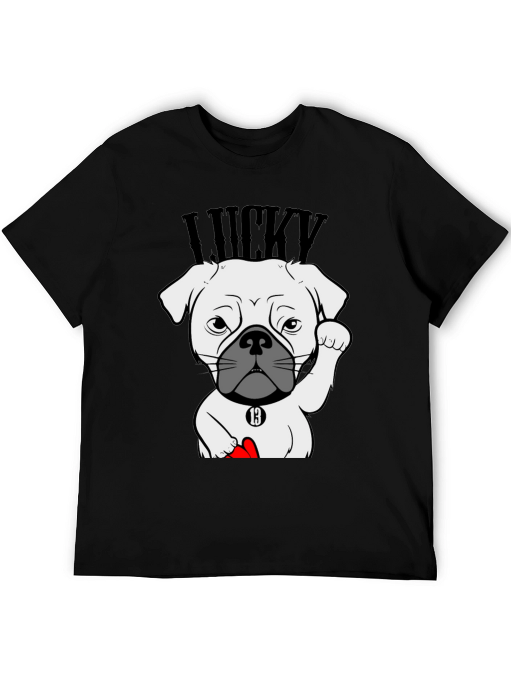 Lucky Dog Graphic Tee - Black Cotton T-Shirt