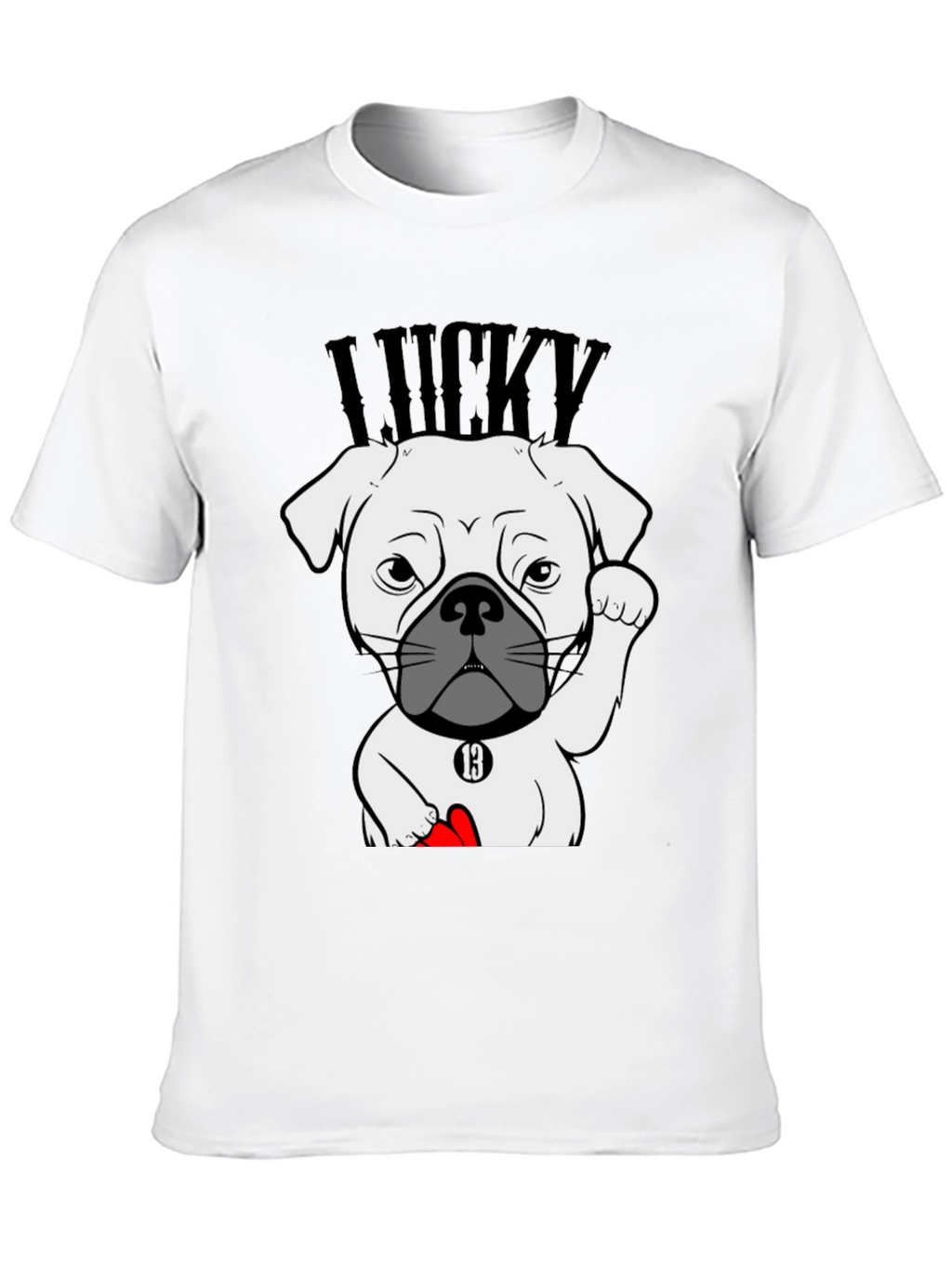 Lucky Dog Graphic Tee - Black Cotton T-Shirt