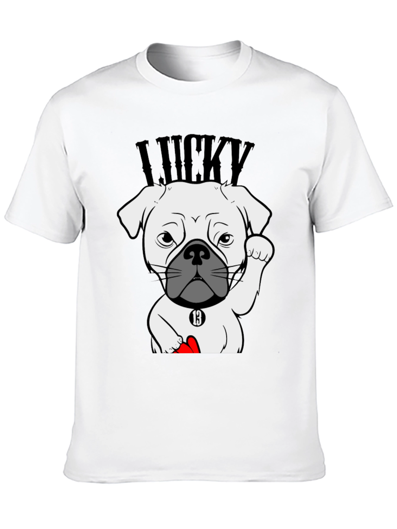 Lucky Dog Graphic Tee - Black Cotton T-Shirt