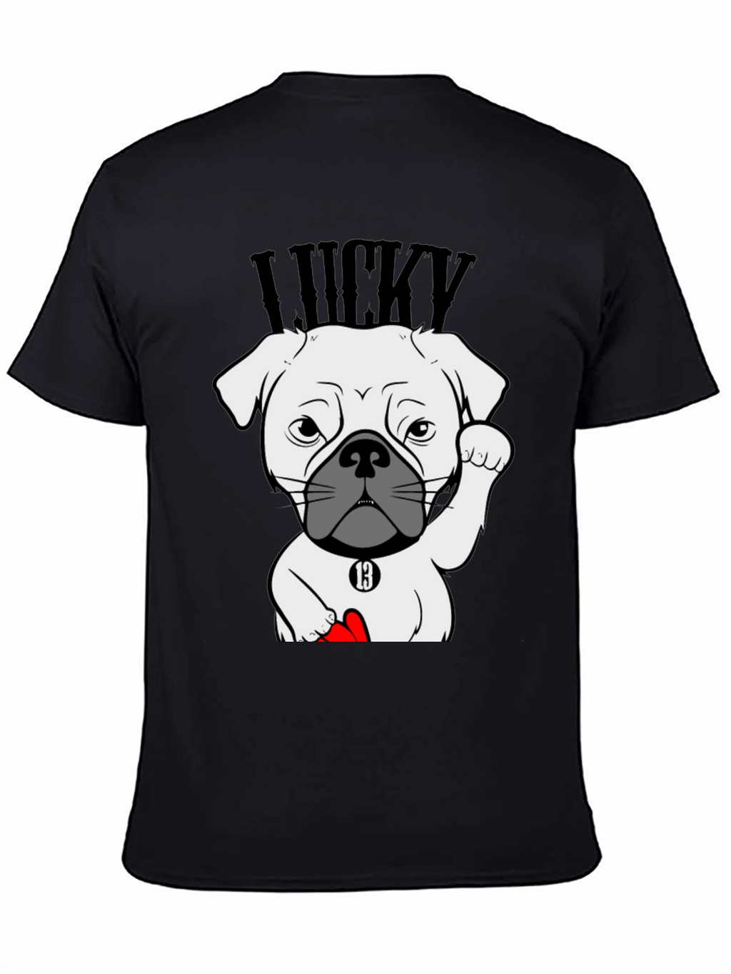 Lucky Dog Graphic Tee - Black Cotton T-Shirt