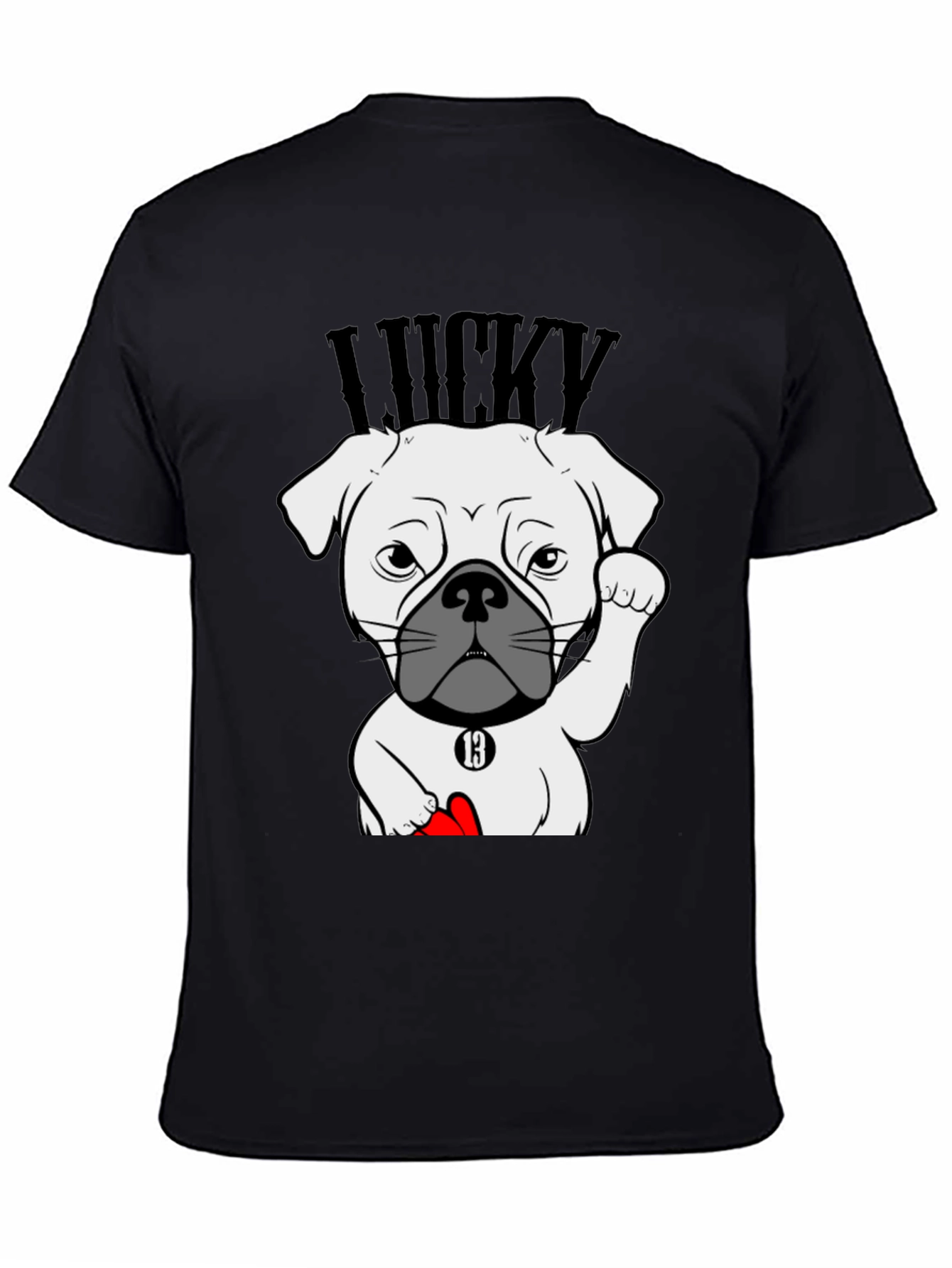 Lucky Dog Graphic Tee - Black Cotton T-Shirt