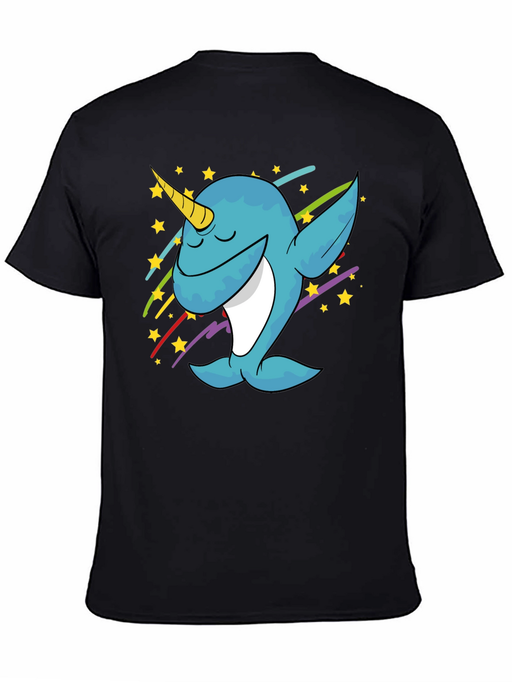 Dabbing Narwhal Graphic Tee - Trendy Black T-Shirt