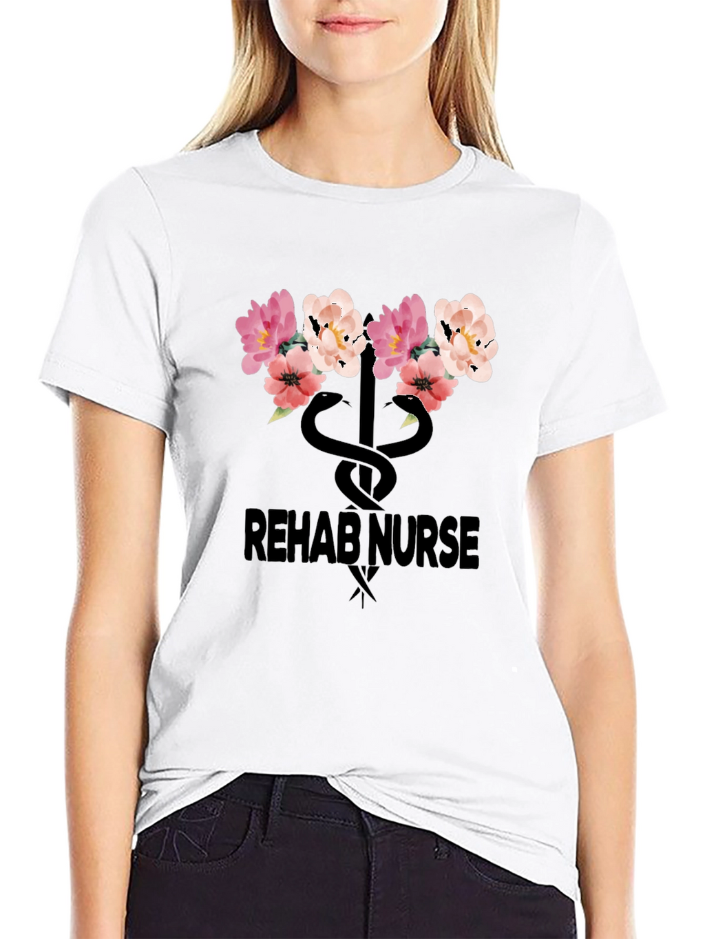Rehab Nurse Floral Snake T-Shirt