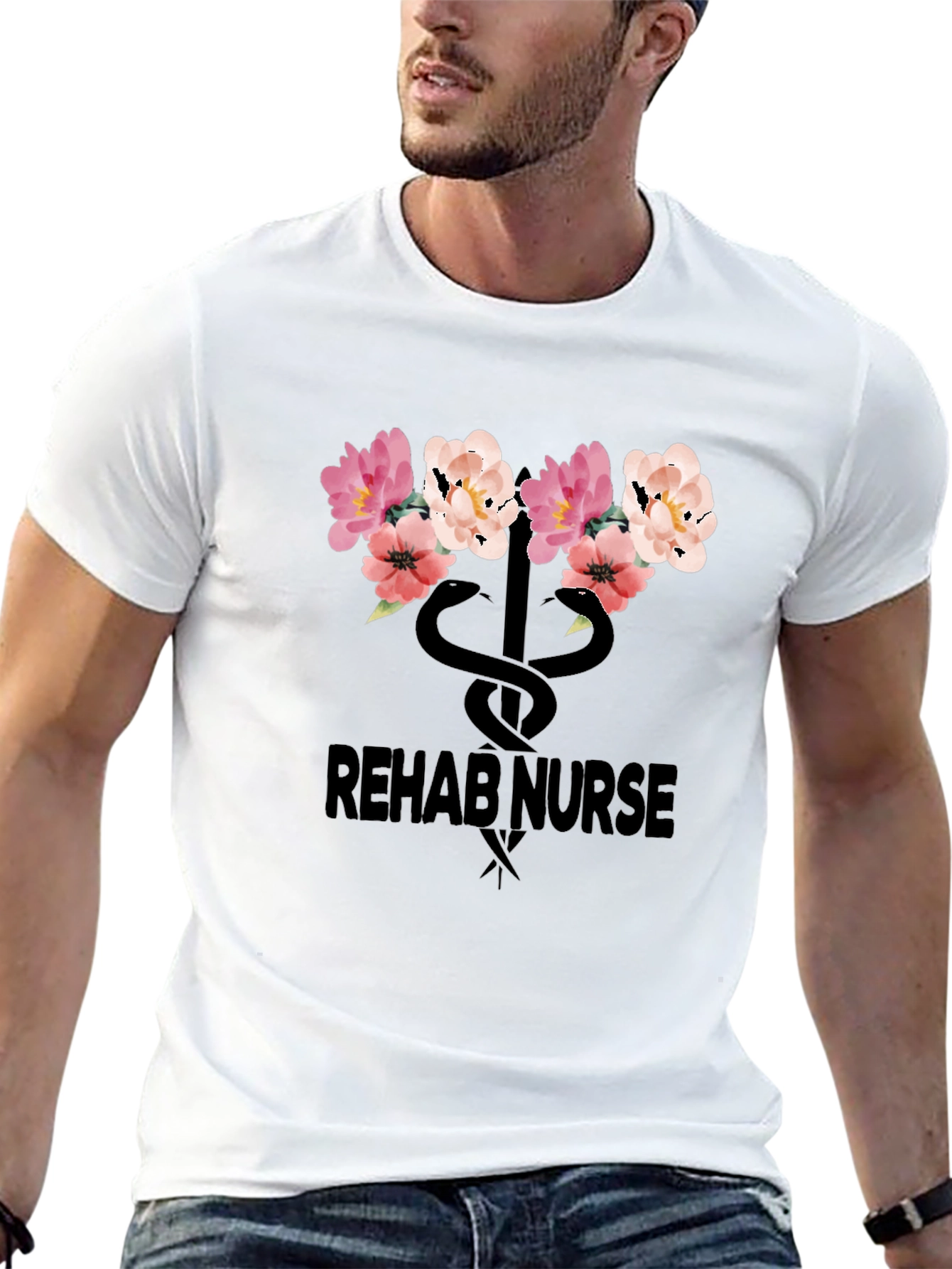 Rehab Nurse Floral Snake T-Shirt