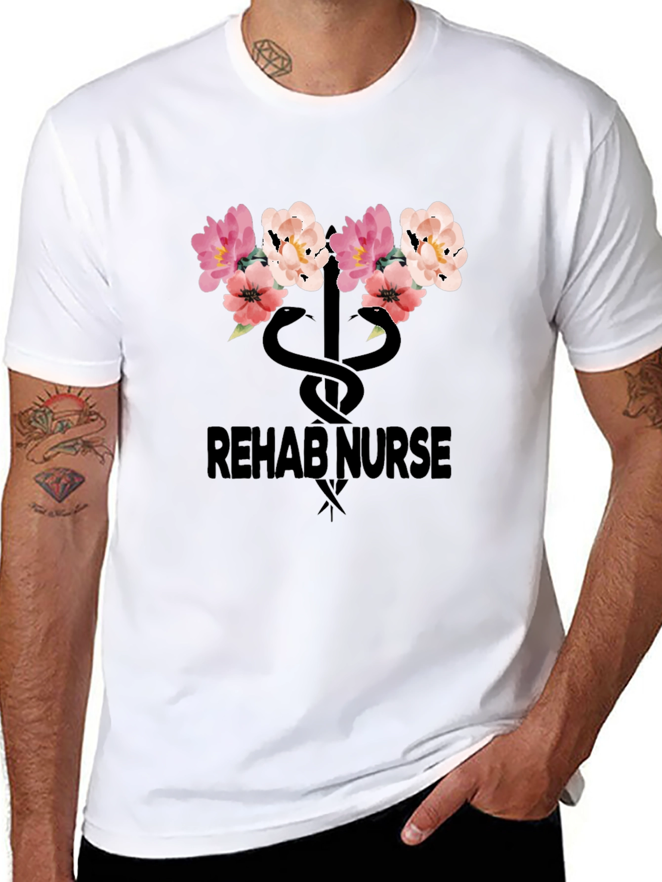 Rehab Nurse Floral Snake T-Shirt