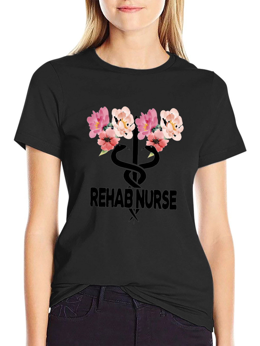 Rehab Nurse Floral Snake T-Shirt