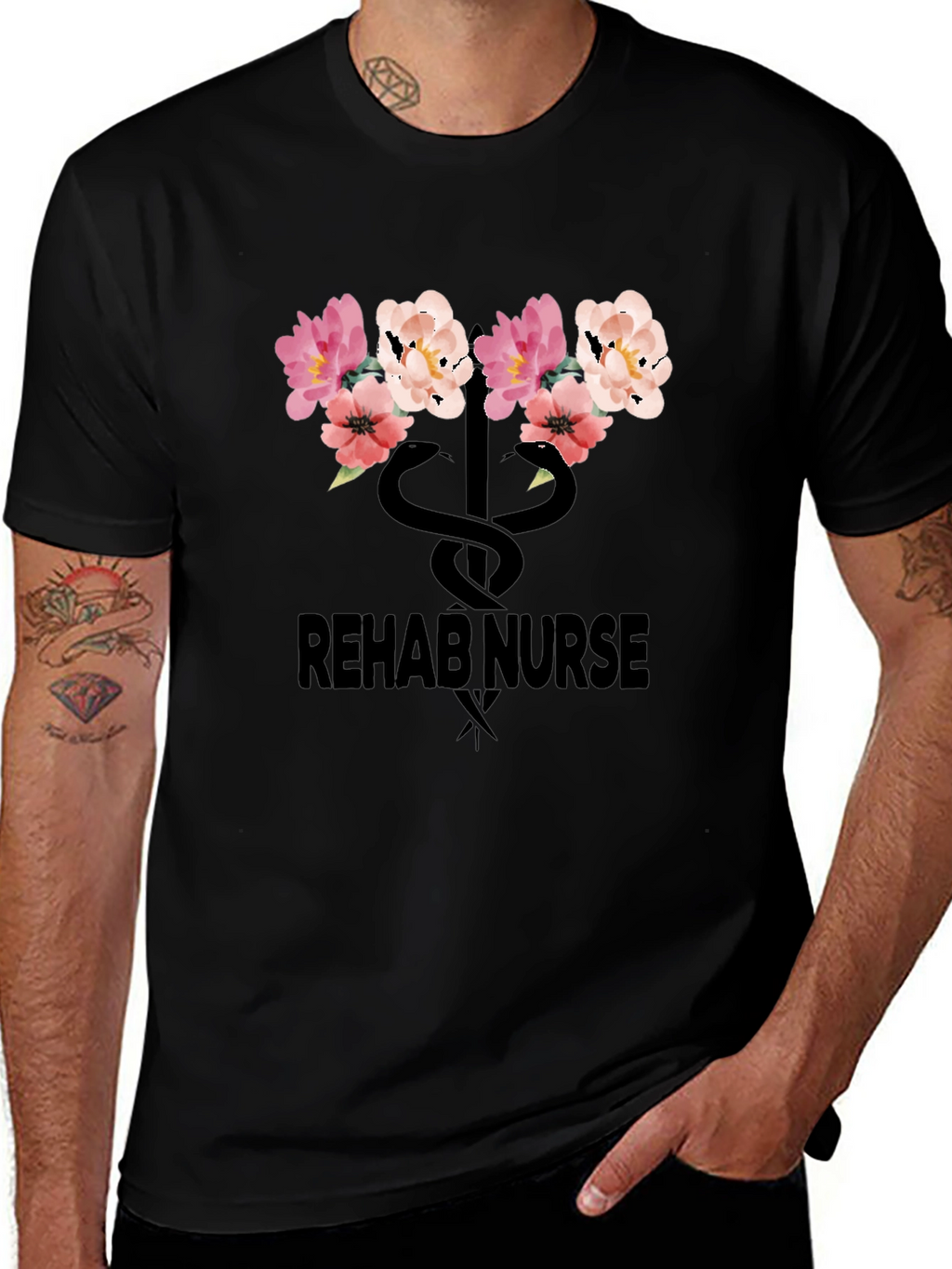 Rehab Nurse Floral Snake T-Shirt