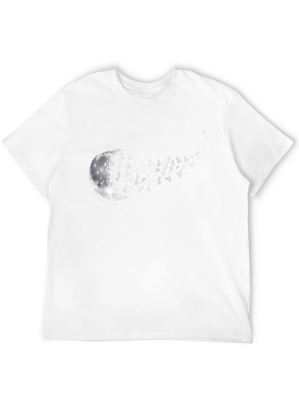 Moon and Birds Graphic Black T-Shirt