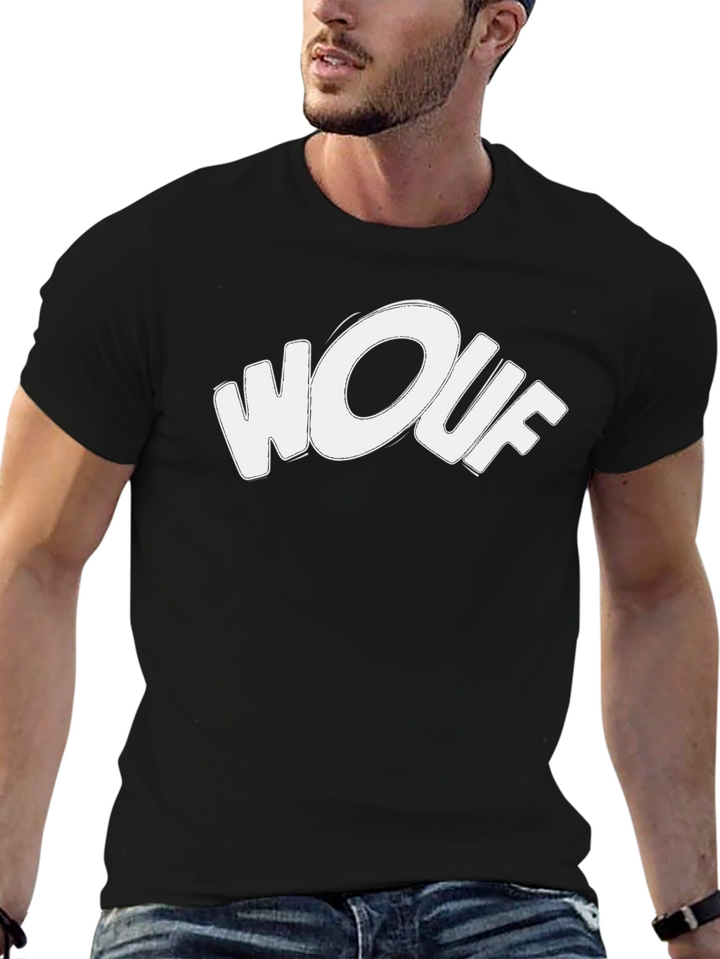 Wouf Graphic Tee - Stylish Black Cotton T-Shirt