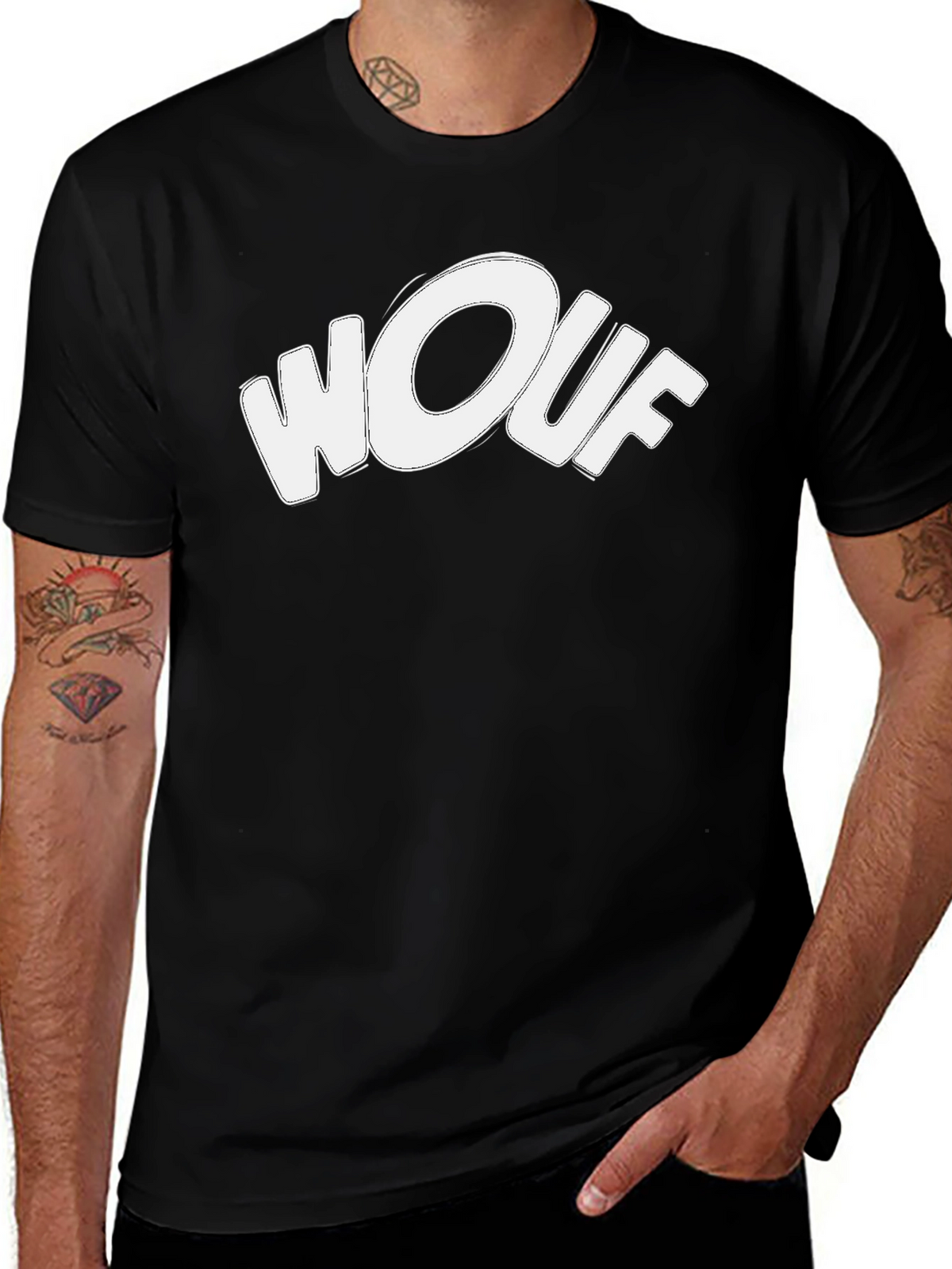 Wouf Graphic Tee - Stylish Black Cotton T-Shirt