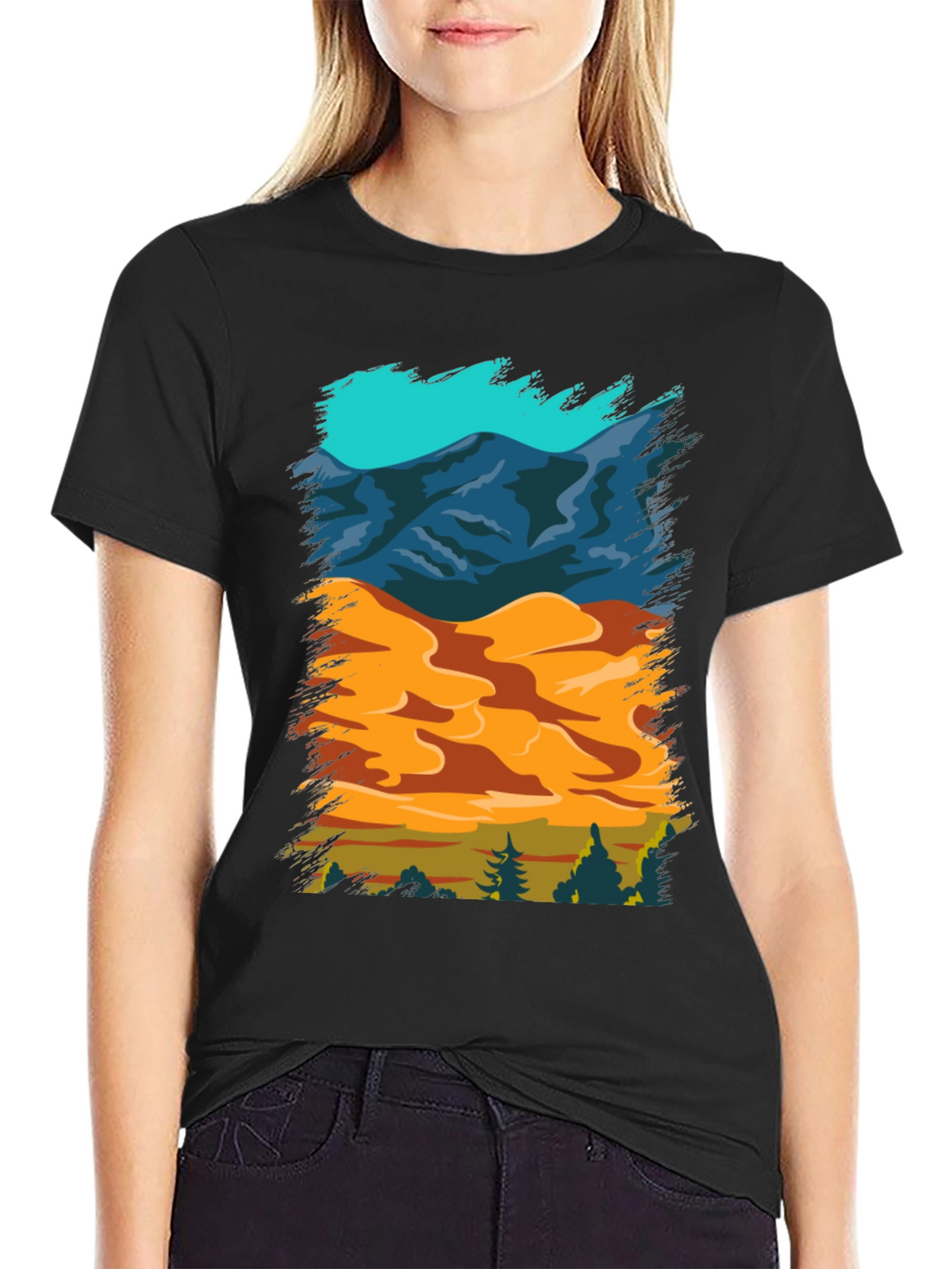 Nature Scene Graphic Tee - Mountain Sand Forest