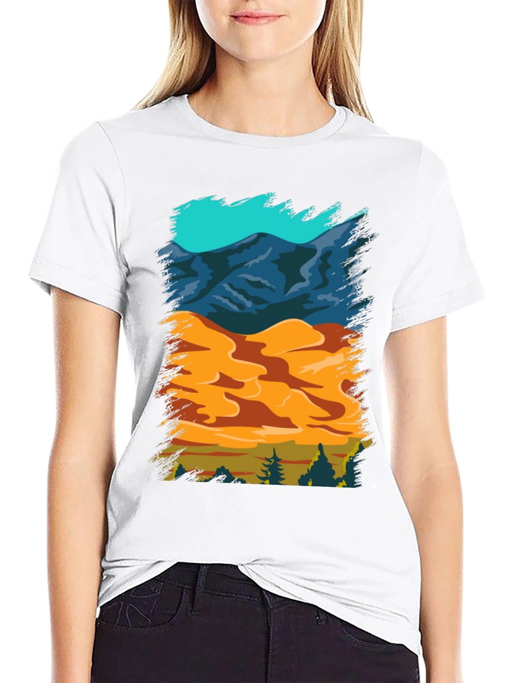 Nature Scene Graphic Tee - Mountain Sand Forest