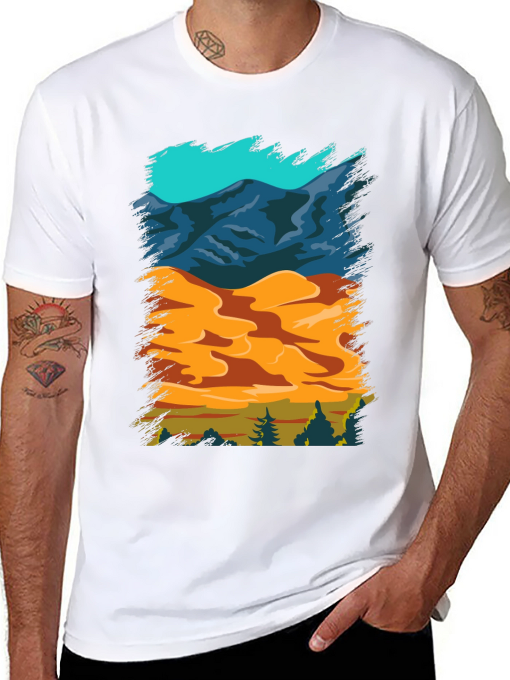 Nature Scene Graphic Tee - Mountain Sand Forest