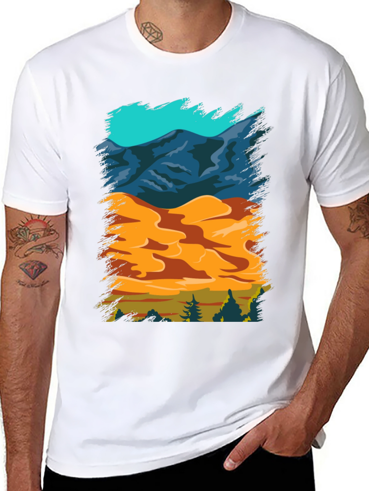 Nature Scene Graphic Tee - Mountain Sand Forest