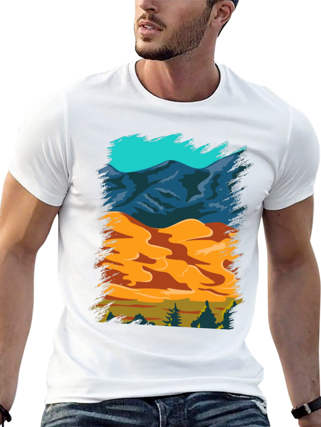 Nature Scene Graphic Tee - Mountain Sand Forest