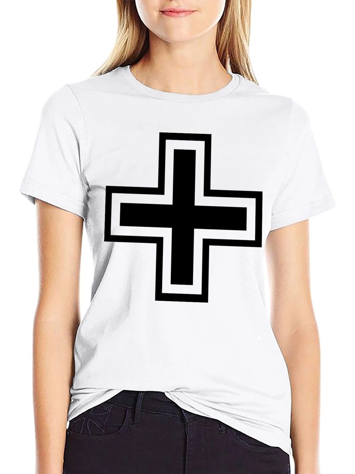 Modern Black Cross Graphic T-Shirt