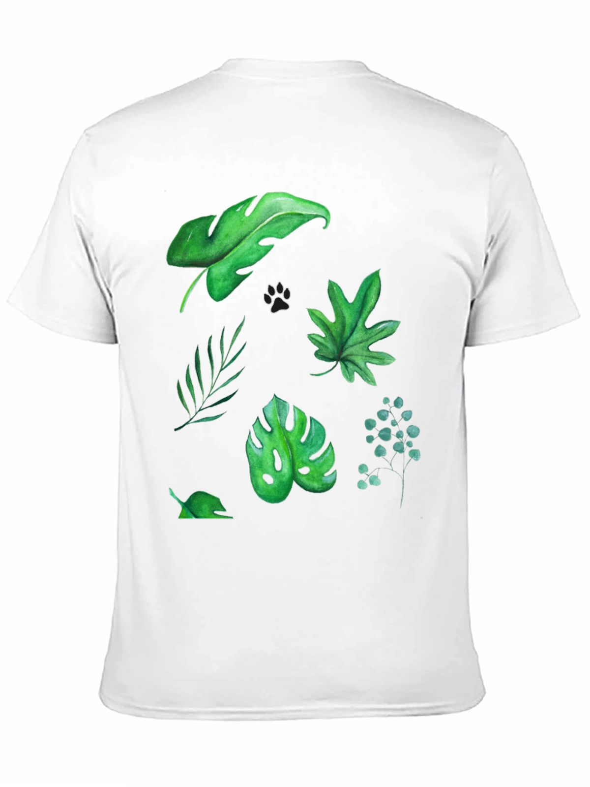 Leaf Print Tee - Black Cotton T-Shirt